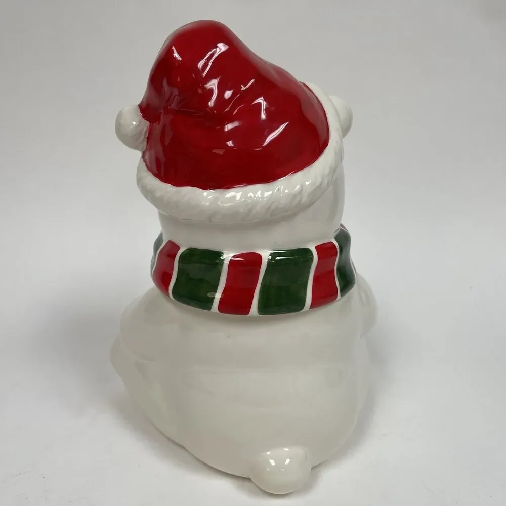 Homco 1991 Cookie Jar Canister Teddy Bear White Red Green‎ 8